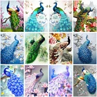 Алмазная 5D Вышивка Павлин своими руками, вышивка крестиком, животное, алмазная живопись, полная круглая Алмазная мозаика, украшение для дома, рождественский подарок