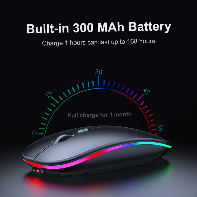 Wireless Mouse Bluetooth Computer RGB Rechargeable Ergonomic LED Backlit Mause Silent Mice For Laptop PC | Компьютеры и офис