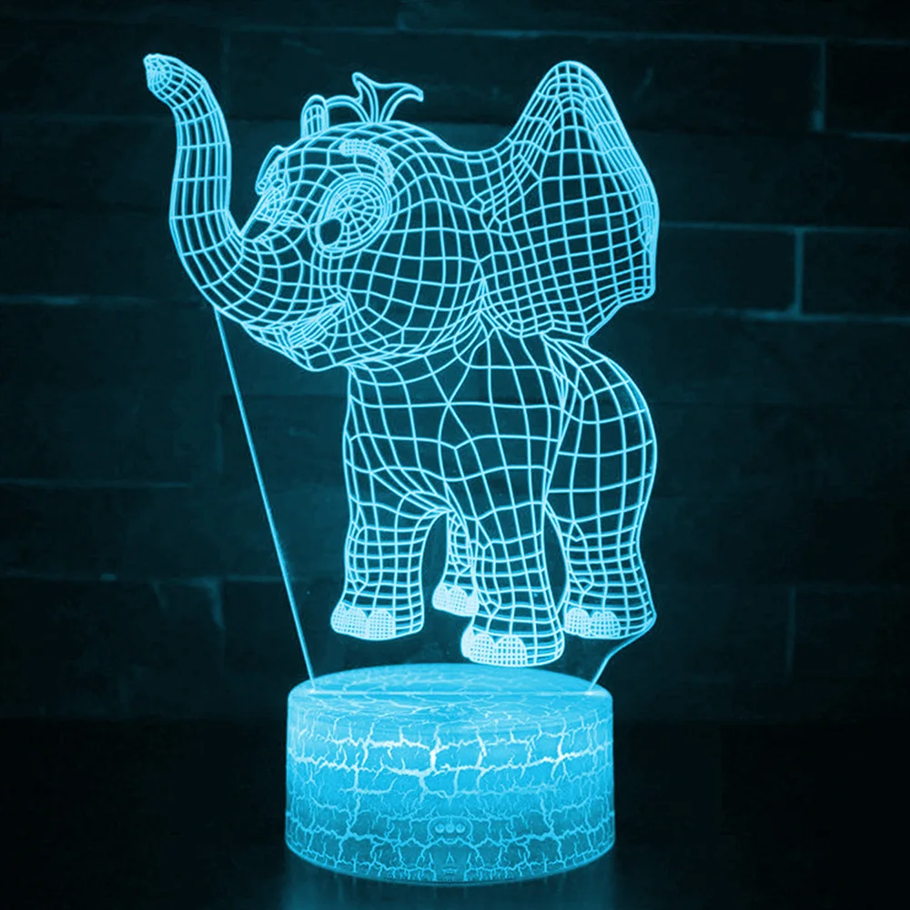 Сенсорная светодиодная лампа 3d светильник серия Elephant 7/16 видов цветов настольная