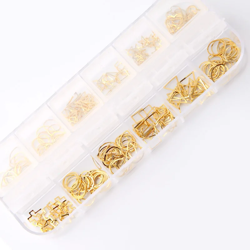 Kalvaro Nail DIY 3D украшения для дизайна ногтей Золото Серебро Аксессуары для маникюра пирсинг Золотое металлическое кольцо наклейки для ногтей 12 сеток/коробка для ногтей