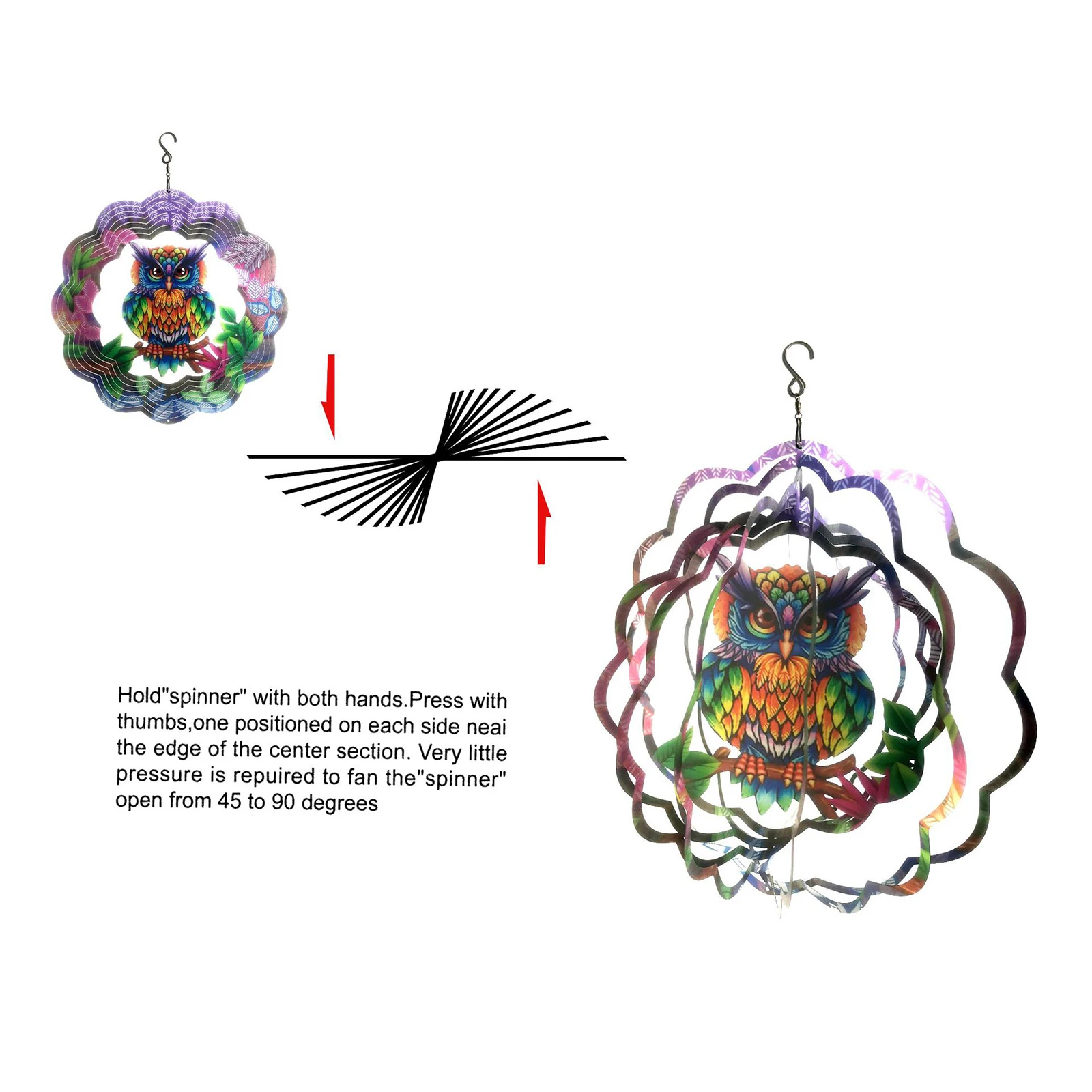 

3D Metal Hanging Wind with Hook Home Garden Patio Ornament Gift