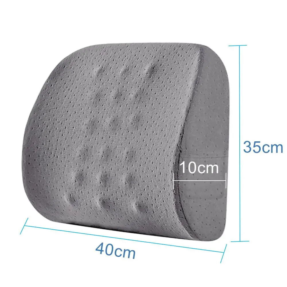 

Soft Lumbar Support Cushion Memory Foam Back Waist Support Pad with Side Pocket Travel Car Seat Home Office Pillow Relieve Pain