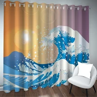 japanese ukiyoe curtain for bedroom cute cat pattern darkening window dreapes decorative exotic style floral blackout curtains