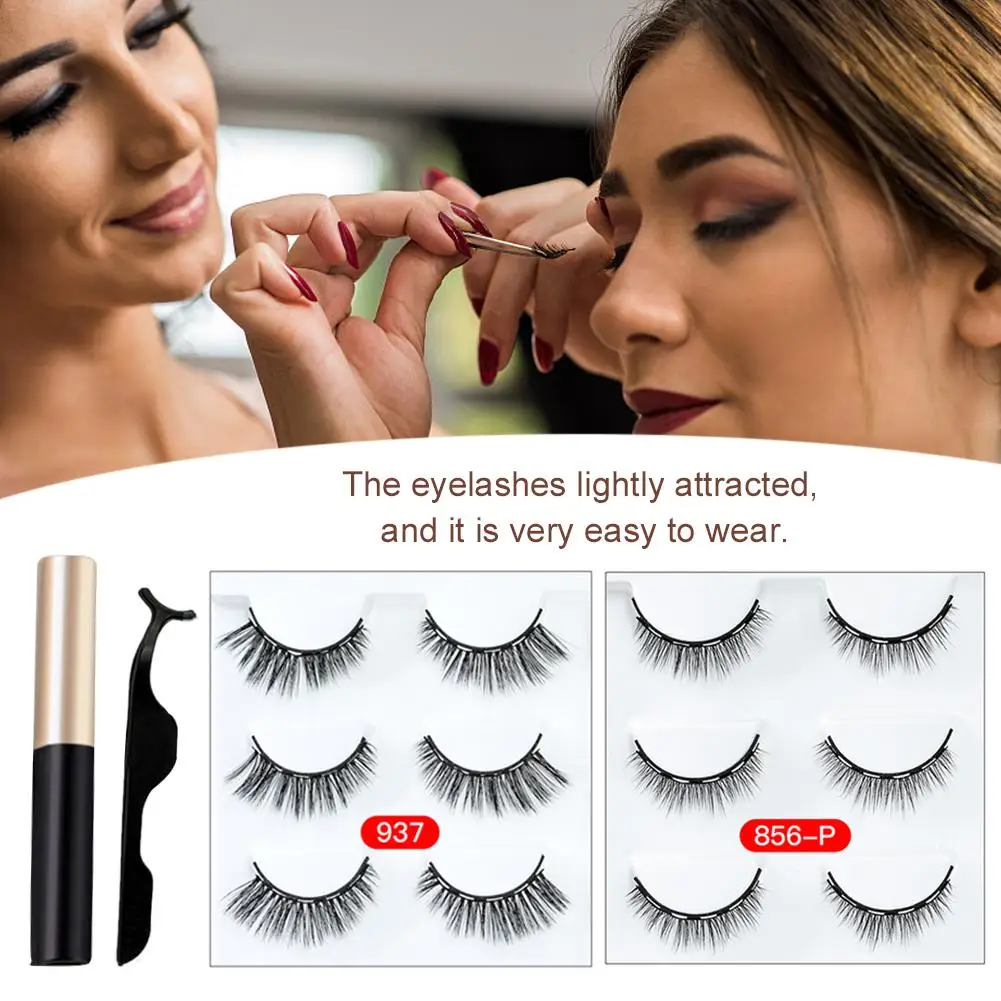 3 пары магнитных подводки для глаз и Комплект ресниц водостойкие Длинные