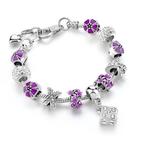 attractto trendy 18cm snap jewelry purple bracelets women crystal beads charm bracelets bangles pulseira feminina sbr170062
