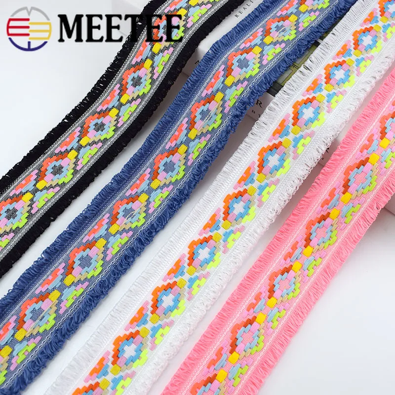 

11yards 4.5cm Tassel Fringe Jacquard Webbings for Sewing Lace Trim Curtain Clothes Collar Decorative Ribbons DIY Crafts Supplies