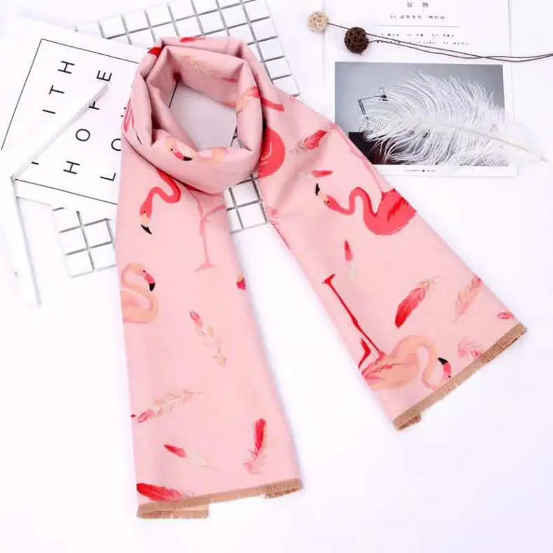 

2020 Sexy Women Scarves Women Silk Scarf Cartoon Birds Printed Scarf Luxury Brand For Women/Children Winter Neck Warm