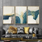 Постер в скандинавском стиле, Абстрактная картина на холсте, с золотой фольгой, синего цвета, для гостиной, Декор для дома