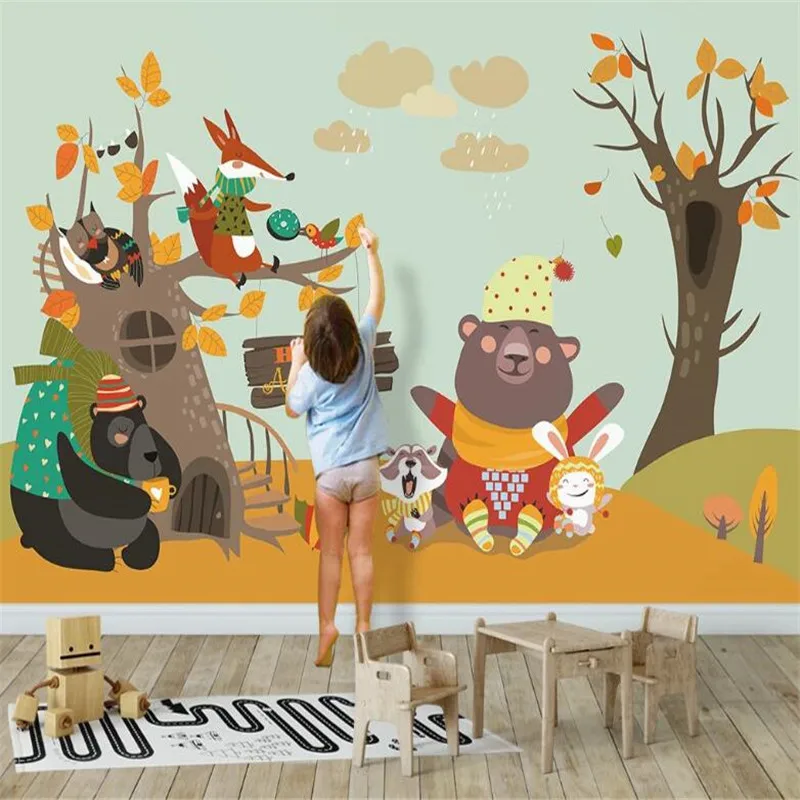 

3D-обои на заказ, настенные Мультяшные обои, история маленьких животных, фон для детской комнаты, Настенные обои