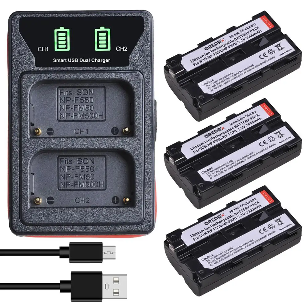3 шт. NP F550 F330 F530 F570 F730 Батарея + светодиодным дисплеем и двойным портом USB Зарядное
