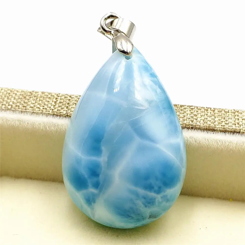 Высокое качество натуральный Синий Ларимар Подвеска из драгоценного камня 25x17x9mm