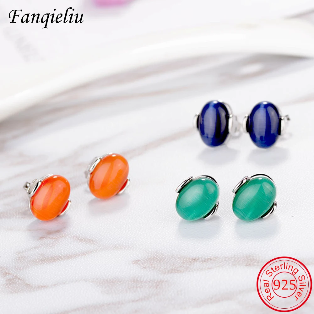 

Женские серьги-гвоздики из серебра 925 пробы с опалом