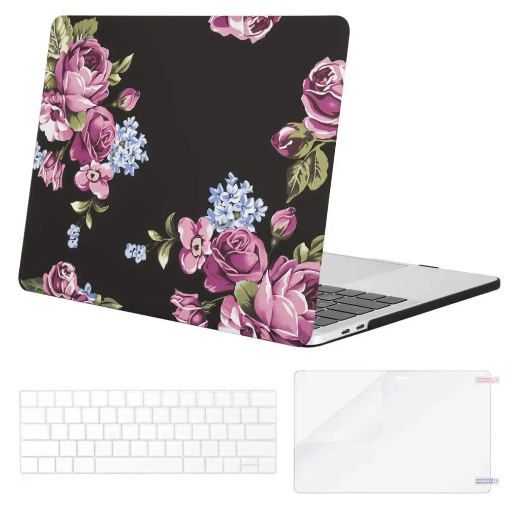 Твердый чехол MOSISO для ноутбука Macbook Pro 13 Touch Bar A1706 A1708 A1989 Mac Air 13 дюймов чехол для ноутбука - Цвет: Peony