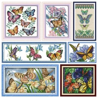 cross stitch kit stamped colorful butterflies embroidery needlework thread gift dmc 11ct 14ct print counted fabric handmade sets