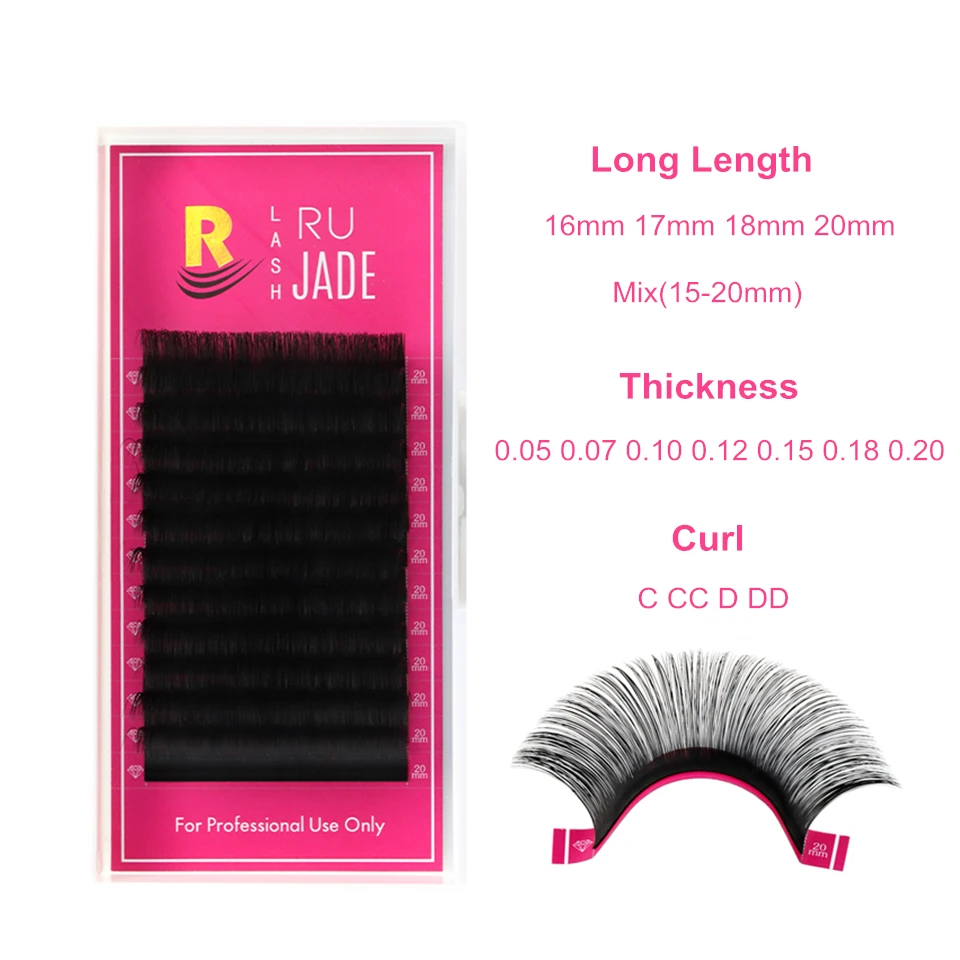 

False Eyelash Extension Long Length 16mm 17mm 18mm 19mm 20mm Individual Eyelashes Russian Volume Silk Lashes Makeup Cilia