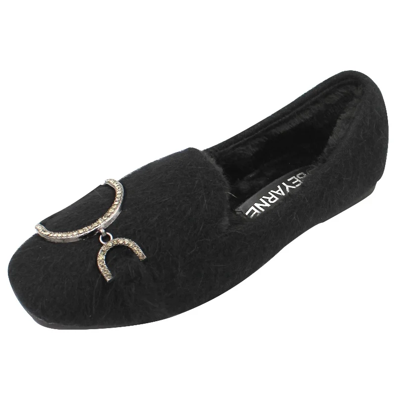 

Flat Shoes Women Winter Furry Shoes Apricot Black Slip on Loafers Nice Quality Flat Heel Fur Lining Short Plush Inside 35-41