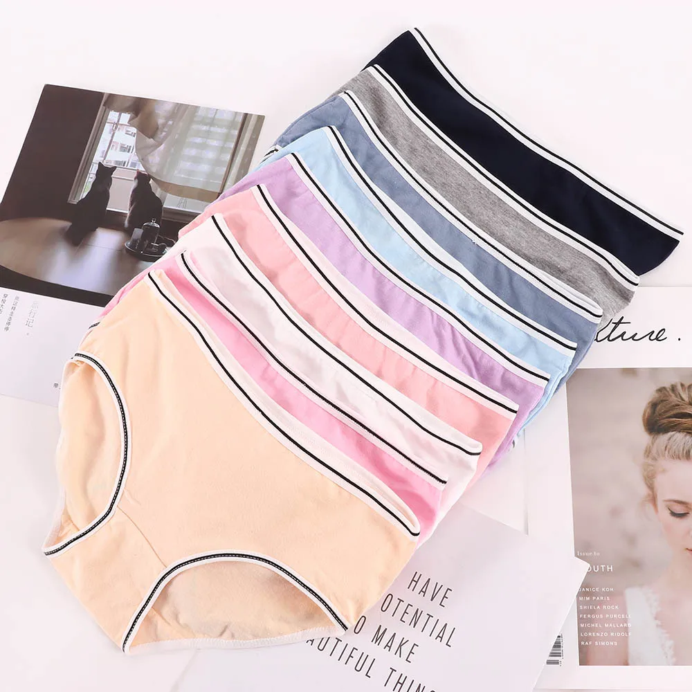 Женские хлопковые трусики со средней талией дышащие однотонные Простые Модные