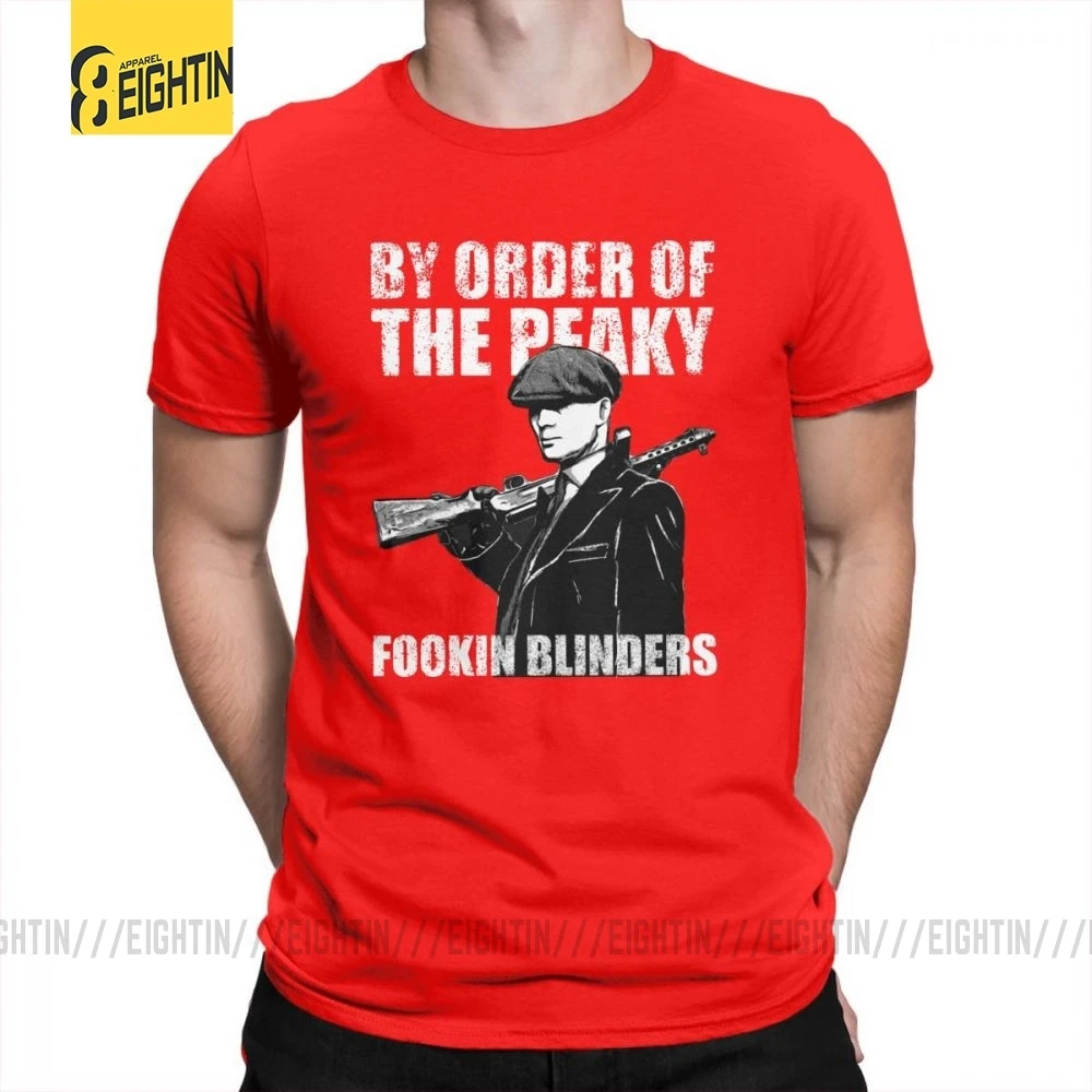 Футболки The Peaky Fookin blinds, хлопок, короткий рукав, круглый вырез, одежда для мужчин, футболки, винтажные, уникальные, 4XL, футболка - Цвет: Красный