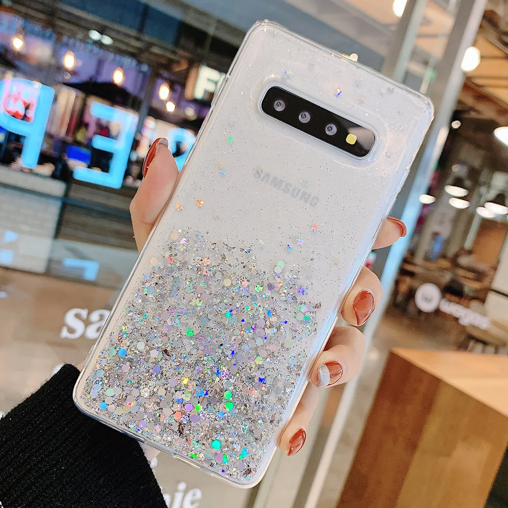 Тонкий Прозрачный блестящий чехол LAPOPNUT для Samsung Galaxy S20 Ultra Note10 S10 Plus S9 S8 Мягкий