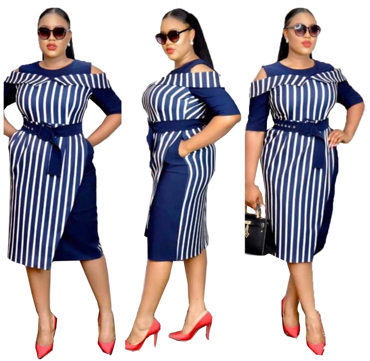 2019 осеннее элегантное модное Африканское женское полиэфирное платье с круглым