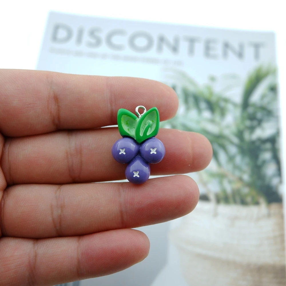 10pcs/Pack Fruit Pear Grape Cherry Pineapple Resin Earring Charms for Bracelet Pendant Jewelry Findings Phone Making - купить по