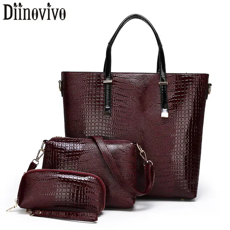 DIINOVIVO, роскошные сумки, женская композитная сумка, масло, кожа, из искусственной кожи, на плечо, через плечо, сумки для женщин, тоут, 3 комплекта, сумки WHDV1229