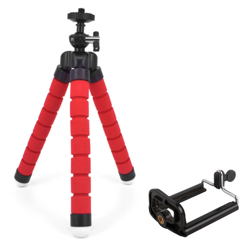 red sponge tripod BEXIN мини Гибкая камера держатель для телефона gorillapod губка Осьминог штатив для мобильного телефона для Gopro мини штатив для телефона - Цвет: red sponge tripod