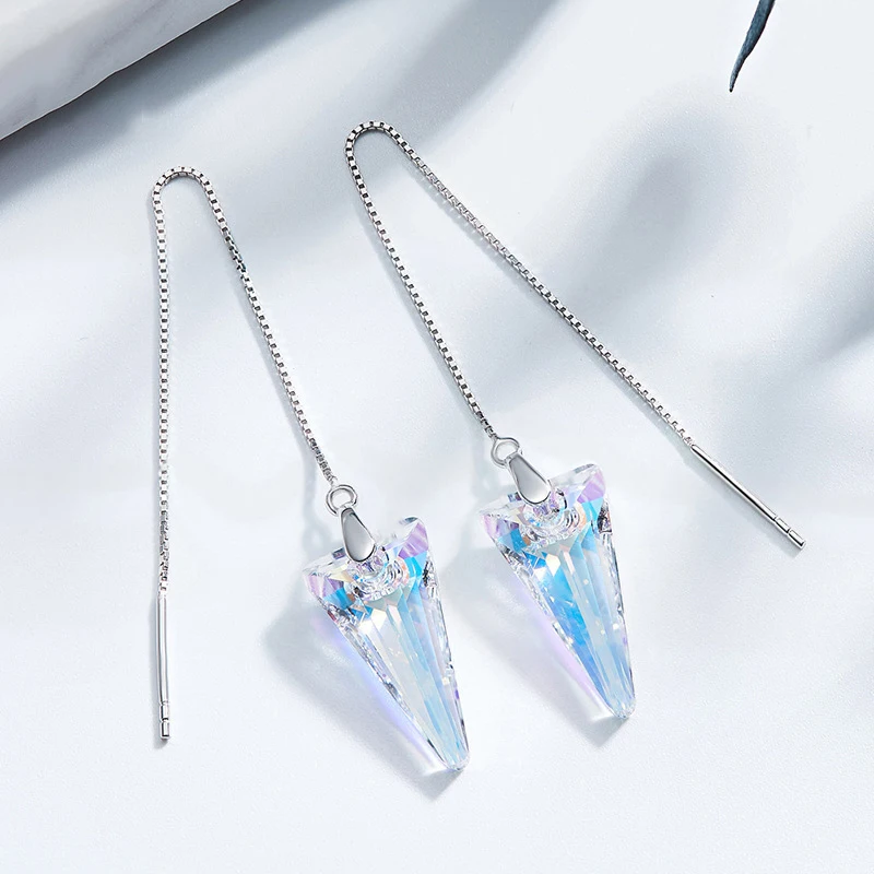Warme icht 925 серебряная серьга украшенные кристаллами Swarovski треугольные серьги