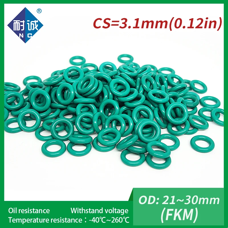 Резиновое кольцо 2 шт./лот зеленые уплотнительные кольца FKM Толщина 3 1 мм