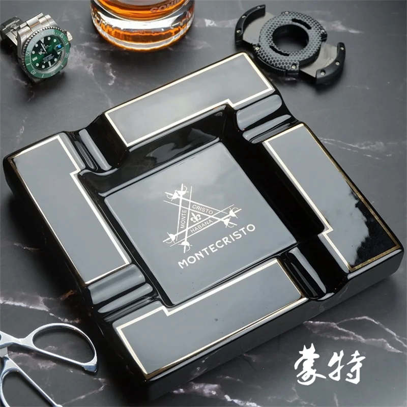 

Hot Sale Cigar Ashtray Large Ceramic Ashtray Living Room Creative Personality 4 Slot Ashtray Holder CA-002