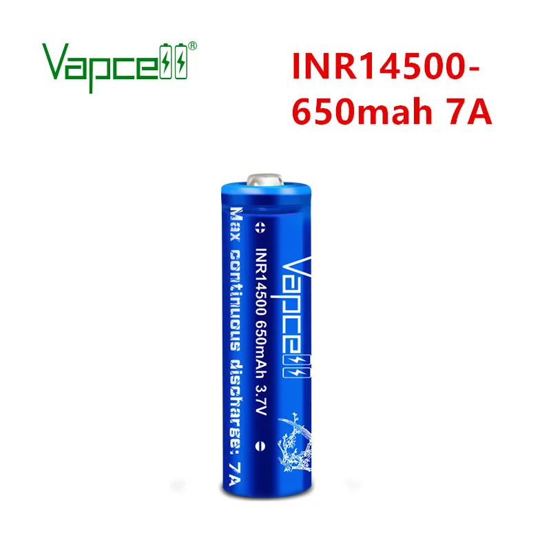 Бесплатная доставка 1usd купон Высокая Мощность Кнопка Vapcell Топ INR14500 650mah 7A 3 7 V литий