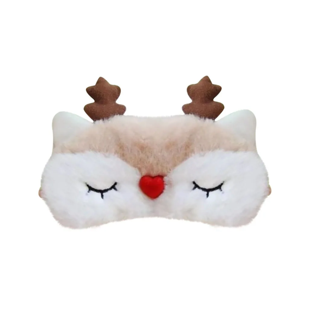 Новый Рождественский олень милый животный глаз плюшевая ткань маска для сна