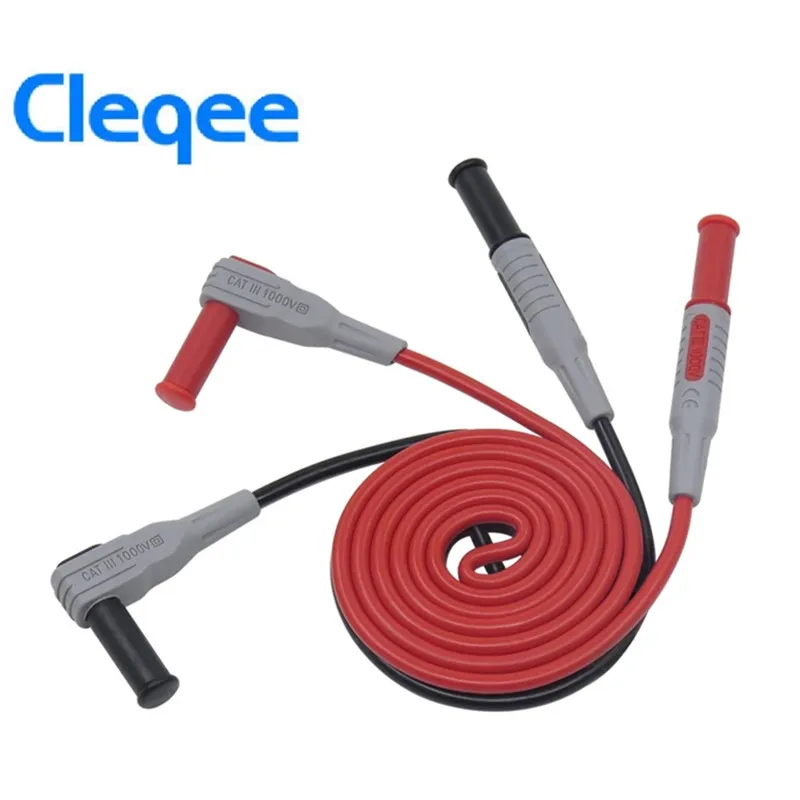 

Новинка, мультиметр Cleqee P1033, испытательный кабель, 4 мм, вилка типа банан, испытательный провод, прямой изогнутый испытательный кабель