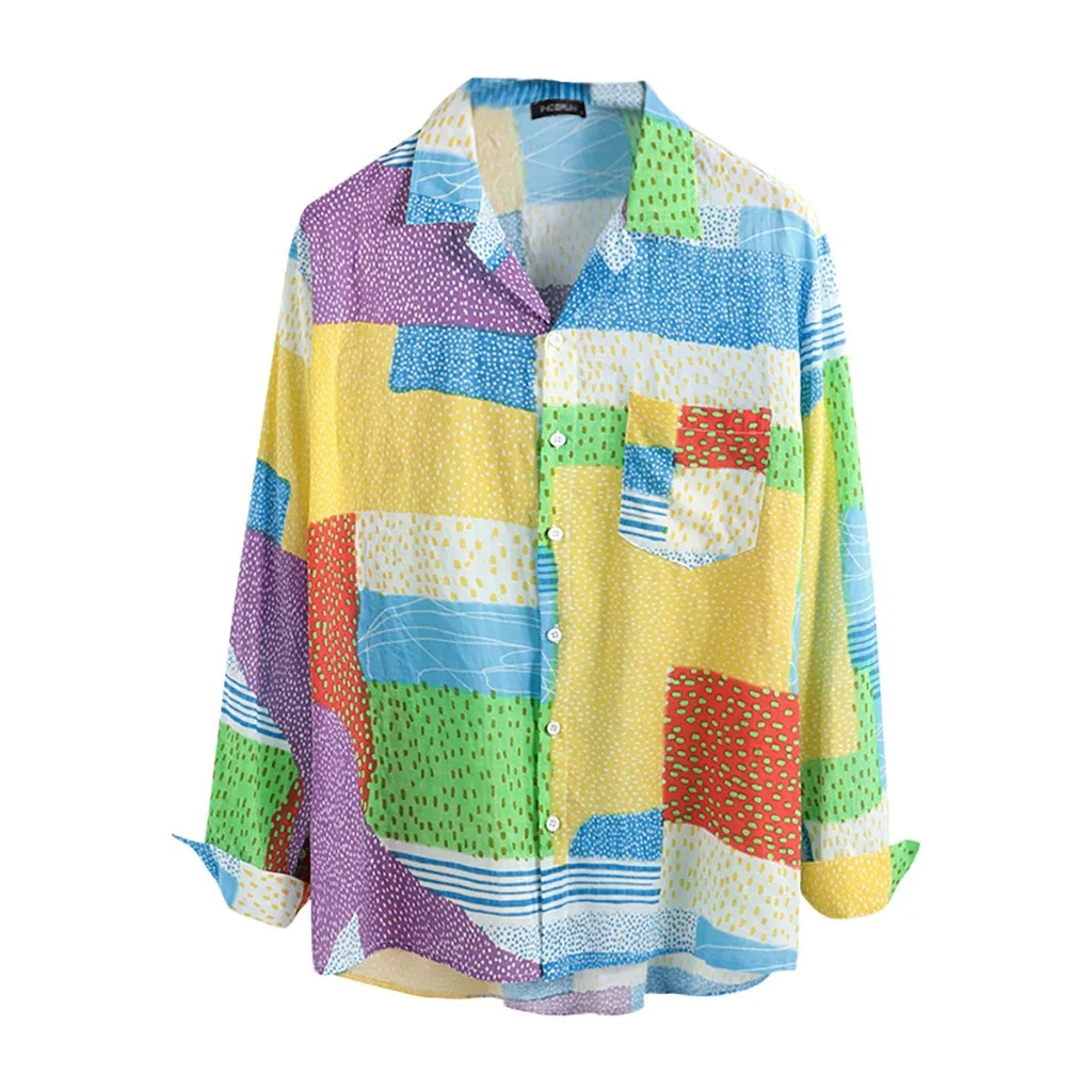 SAGACE мужская новая стильная модная рубашка с длинными рукавами и принтом удобная