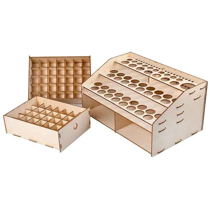 

Wooden Paint Rack Stand Pigment Ink Bottle Paint Tool Storage with Cabinet Holder Organizer