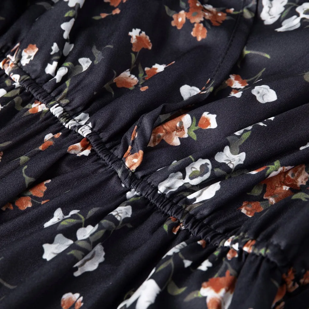 Женское зимнее платье в горошек с длинным рукавом и V образным вырезом|Женские