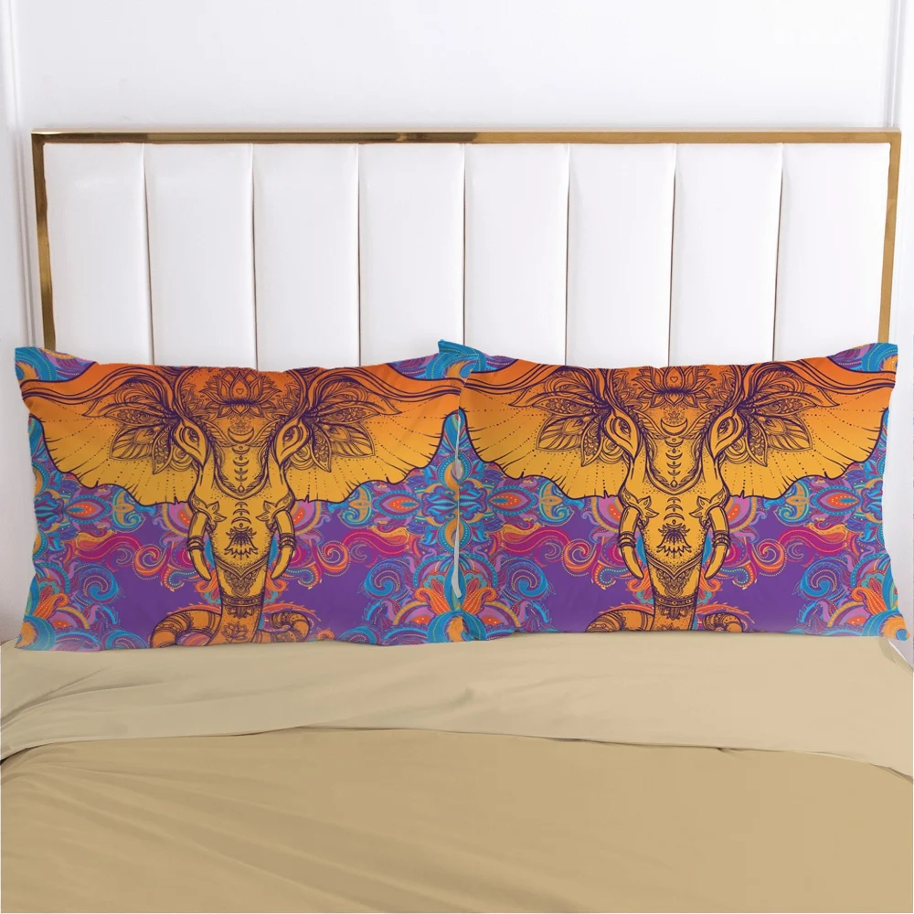 

2PCS Pillowcase 45x45/70x70/80x80/65x65/50x75,3D Pillow Case Custom,Decorative Pillow Cover Bedding Bohemian Elephant,drop ship