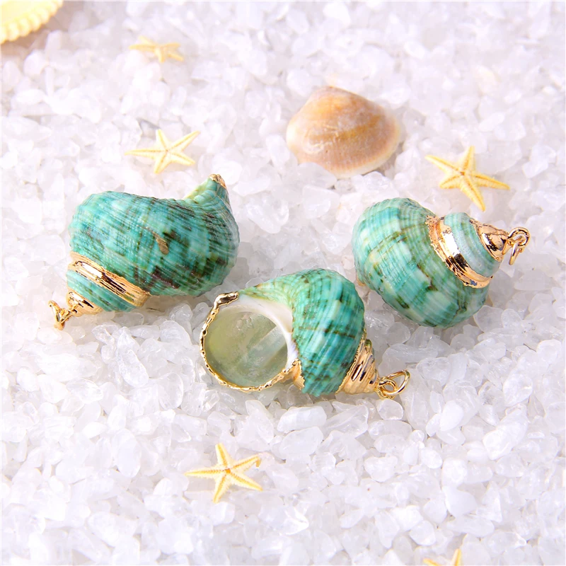 5 шт. случайные ювелирные изделия из ракушек натуральный зеленый раковины кулон с