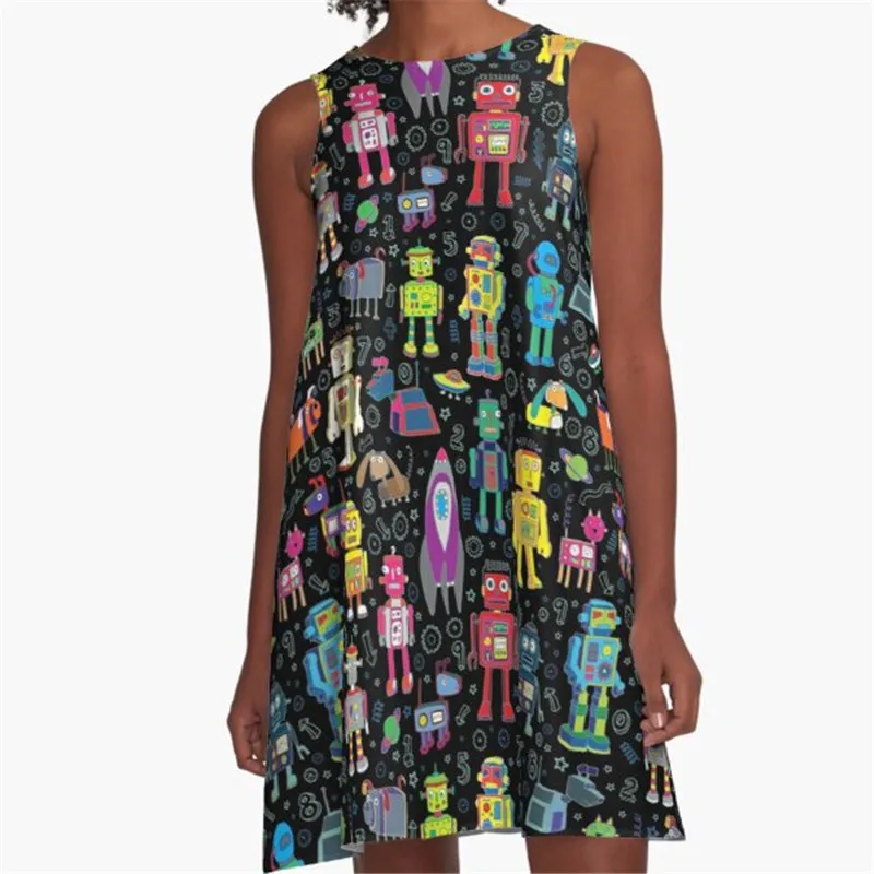 

Fashion Women summer dresses horse Rider Clowns Printed A-Line Boho Dress for women harajuku Sexy ladies mini short beach dress