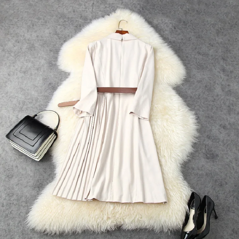 

quality 2021 new superior Autumn and winter sexy work dress Women Retro lady Party Dress Solid Office Womanliness Pleats dresses