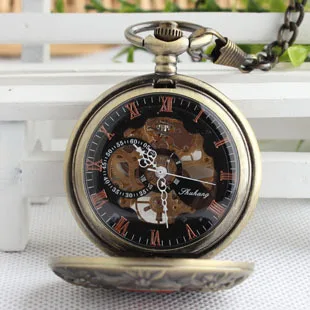 Bronze Antique Mechanical Pocket Watch Retro Swiss Watch Red Cross Classic Men's and Women Pocket Watches Birthday Gift TJX094