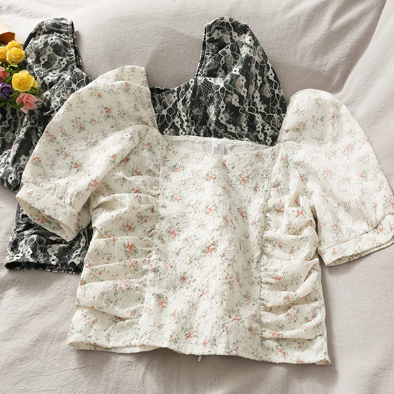 Женская кружевная короткая рубашка с принтом французских меньшинств летняя