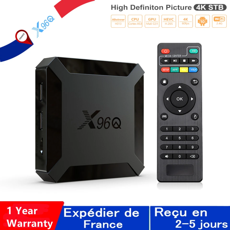 

Лучшая ТВ-приставка X96Q, IP Tv, Android 10,0x96 Q, 16 ГБ, Allwinner H313, четырехъядерная смарт-приставка, IP TV-приставка, доставка из Франции, Android TV-приставка