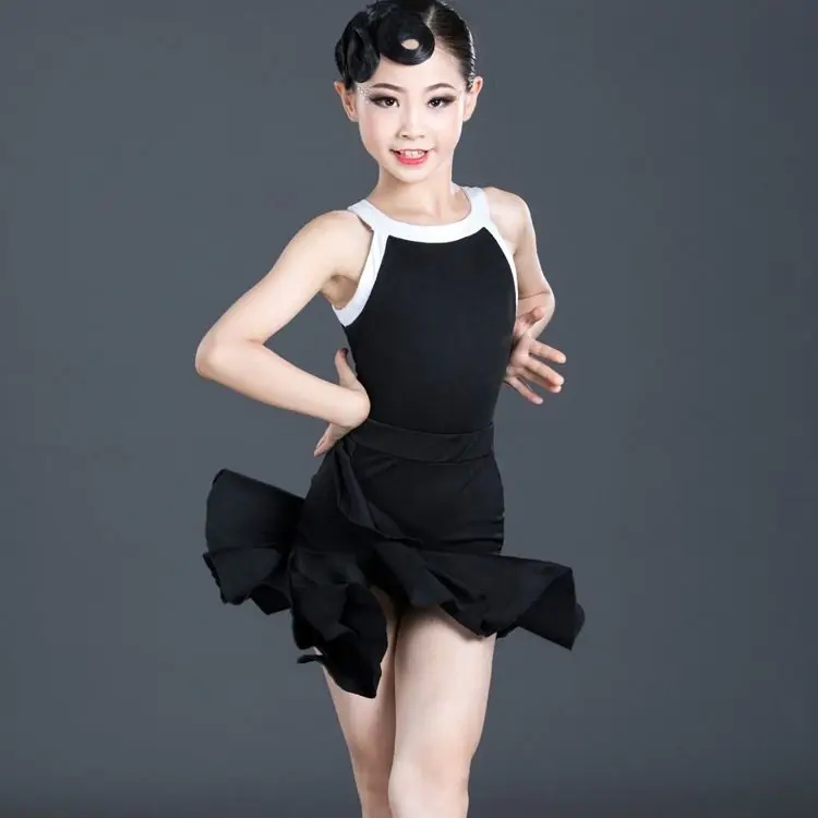 

2021 Summer Girls Latin Dance Skirt Children Practice Clothing Competition Performance Dance Costumes Girls Latin Dance Dress