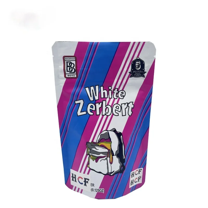 

Newest Backpackboyz Childproof Weed Bags No.99 Pine White Zerbert Matte 3.5 Grams Resealable Stand Up Mylar Bag Edibles( No Food
