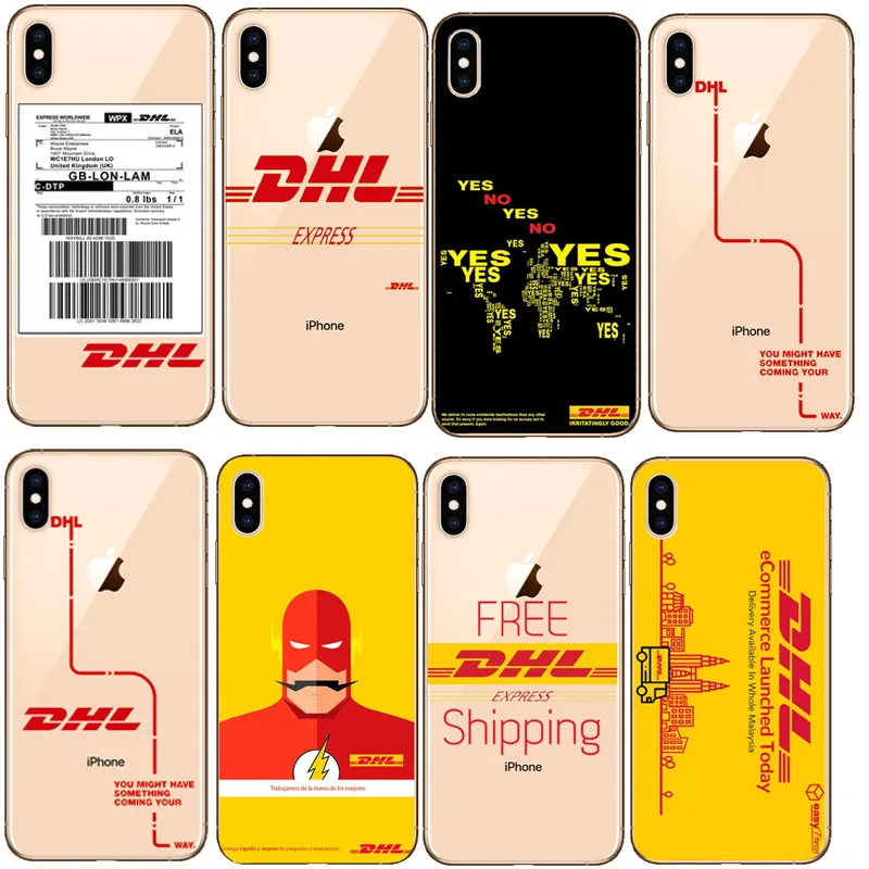 Роскошный логотип DHL ярлык силиконовый чехол накладка из мягкого ТПУ телефонные