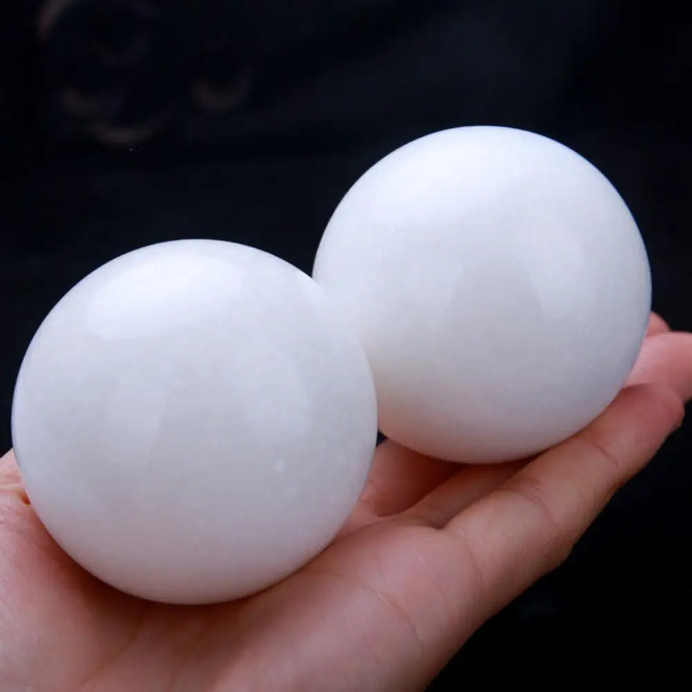 

2Pcs/Pair Exercise Handball Jade Massager Eco-Friendly Stimulate Acupuncture Stone White Marble Health Fitness Ball for Home
