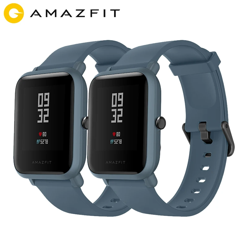 2pcs blue Смарт-часы Huami Amazfit Bip Lite 2 с глобальной версией,, Xiaomi, gps, 45 дней, батарея, глонесс, Смарт-часы с частотой сердечных сокращений - Цвет: 2pcs blue