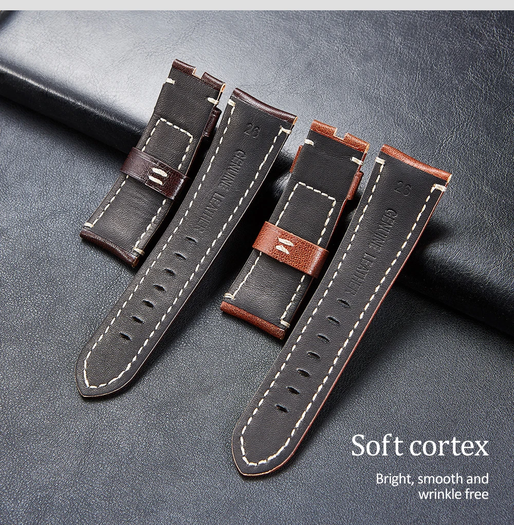 Fashion Oil Wax Genuine Leather Watch Band 20mm 22mm 24mm 26mm Watch Straps Watchbands Belt brown blue black