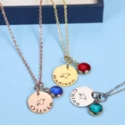 Lnitial подвеска в виде диска с буквами, женское ожерелье из нержавеющей стали, изготовленное на заказ, штамп для монет, каменные ювелирные изделия на день рождения